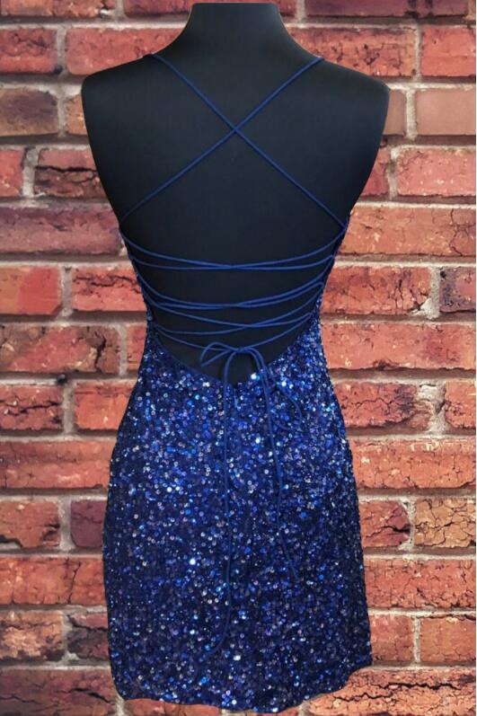 Tight Navy Blue Sequined Party Dress ...